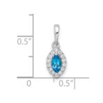 14K White Gold Lab Grown VS/SI FGH Dia and Blue Topaz Pendant - Image 4