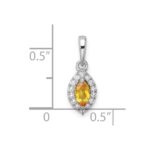 14K White Gold Lab Grown VS/SI FGH Dia and Citrine Pendant - Image 4
