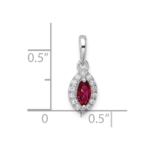 14K White Gold Lab Grown VS/SI FGH Dia and Created Ruby Pendant - Image 4