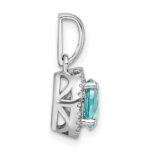 14K White Gold Pure Serenity Lab Grown Diamond and Lab Created Oval Paraiba Pendant - Image 2