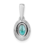 14K White Gold Pure Serenity Lab Grown Diamond and Lab Created Oval Paraiba Pendant - Image 3