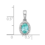14K White Gold Pure Serenity Lab Grown Diamond and Lab Created Oval Paraiba Pendant - Image 4