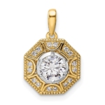 14K Two-Tone Lab Grown VS/SI FGH Dia Geometric Halo Pendant