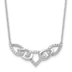 14K White Gold Lab Grown VS/SI FGH Dia Linked Teardrop Necklace