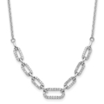 14K White Gold Lab Grown VS/SI FGH Dia Fancy Link Necklace