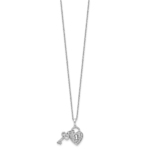 14K White Lab Grown VS/SI FGH Dia Heart Lock and Key Pendant Necklace - Image 2