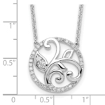 14K White Gold Lab Grown VS/SI FGH Dia Floral Circle Necklace - Image 5