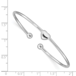 Sterling Silver Rhodium-plated Heart Cuff Bangle - Image 3