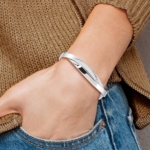 Sterling Silver Rhod-plated Plain 6mm Hammered Bands Bangle - Image 4