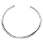 Sterling Silver Rhodium-plated Textured Cuff Bangle - Image 2