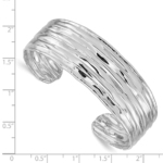 Sterling Silver Rhodium-plated Textured Cuff Bangle - Image 3