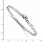 Sterling Silver Rhodium-plated Polished Knot Slip on Bangle - Image 3