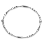 Sterling Silver Rhod-plated Polished 3mm Twisted Hinged Bangle - Image 2