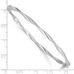 Sterling Silver Rhod-plated Polished 3mm Twisted Hinged Bangle - Image 3