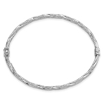 Sterling Silver Rhod-platd Textured 3mm Twisted Hinged Bangle - Image 2