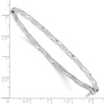 Sterling Silver Rhod-platd Textured 3mm Twisted Hinged Bangle - Image 3