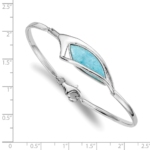 Sterling Silver Rhodium-plated Larimar w/ Clasp Bangle - Image 3