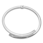 Sterling Silver Rhodium-plated Polished Bypass Hinged Bangle - Image 2