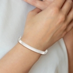 Sterling Silver Polished & Textured Hinged Bangle - Image 4