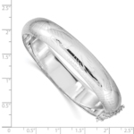 Sterling Silver Rhodium-plated D/C 12mm Fancy Hinged Bangle Bracelet - Image 3