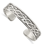 Sterling Silver Antiqued 12.5mm Celtic Design Cuff Bangle Bracelet