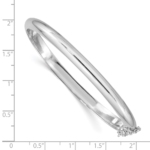 Sterling Silver Rhodium-plated 5mm w/Chain Hinged Bangle - Image 3