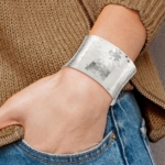 Sterling Silver 39.5mm Hammered Cuff Bangle - Image 4