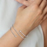 Sterling Silver Rhodium-plated Flexible Wrap Bangle - Image 4