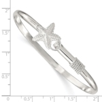 Sterling Silver Polished and Textured Starfish Bangle - Image 3