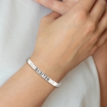 Sterling Silver Believe Antiqued Cuff Bangle - Image 3