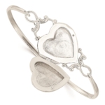 Sterling Silver 22mm Heart Locket Flexible Bangle Bracelet - Image 3