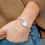 Sterling Silver 22mm Heart Locket Flexible Bangle Bracelet - Image 5