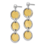 SS Rhodium/Gold-plated Polished/Brushed Circles Dangle Earrings - Image 2