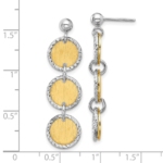 SS Rhodium/Gold-plated Polished/Brushed Circles Dangle Earrings - Image 3