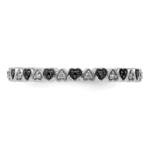 Sterling Silver Stackable Expressions Hearts Black & White Diamond Ring - Image 3