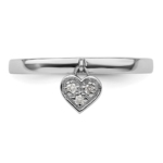 Sterling Silver Stackable Expressions Dangle Heart Diamond Ring - Image 4