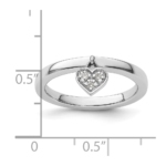 Sterling Silver Stackable Expressions Dangle Heart Diamond Ring - Image 5
