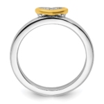 Sterling Silver Stackable Expressions Gold-plated Heart w/Diamond Ring - Image 2