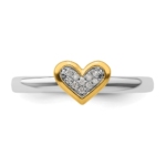 Sterling Silver Stackable Expressions Gold-plated Heart w/Diamond Ring - Image 4