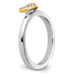 Sterling Silver Stackable Expressions Gold-plated Heart w/Diamond Ring - Image 7
