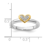 Sterling Silver Stackable Expressions Gold-plated Heart w/Diamond Ring - Image 5