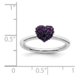 Sterling Silver Amethyst Stackable Expressions Heart Ring - Image 5