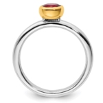 Sterling Silver Stackable Expressions w/Gold-plate P. Tourmaline Ring - Image 2