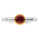 Sterling Silver Stackable Expressions w/Gold-plate P. Tourmaline Ring - Image 4