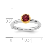 Sterling Silver Stackable Expressions w/Gold-plate P. Tourmaline Ring - Image 6