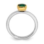 Sterling Silver Stackable Expressions w/Gold-plated Cr. Emerald Ring - Image 2