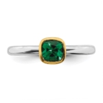 Sterling Silver Stackable Expressions w/Gold-plated Cr. Emerald Ring - Image 4
