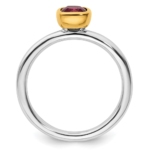SS Stackable Expressions w/Gold-plated Rhodolite Garnet Ring - Image 2