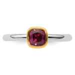 SS Stackable Expressions w/Gold-plated Rhodolite Garnet Ring - Image 4