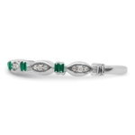 Sterling Silver Stackable Expressions Created Emerald Diamond Ring - Image 3